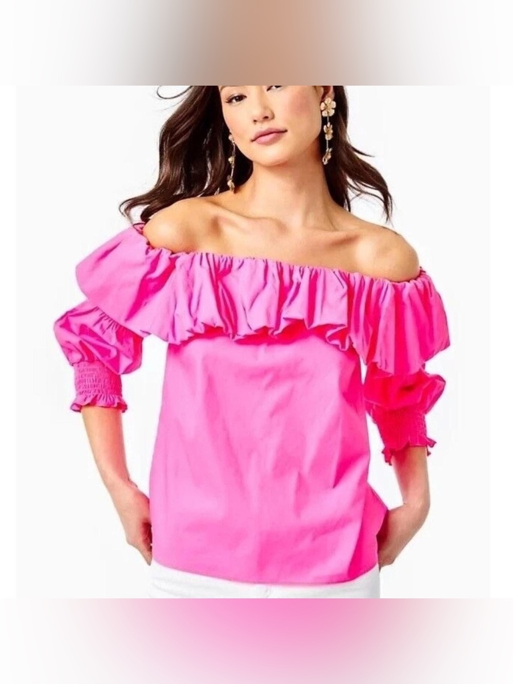 LILLY PULITZER Beatrix Off The Shoulder Top in Plumeria Pink Size Small